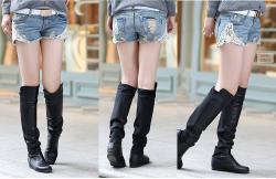 джинсовые шорты с кружевом.