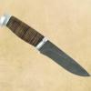 Нож Н1 композиционная марка стали У10А-7ХНМ (черный дамаск), рукоять: наборная кожа,  дюраль.