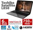 Toshiba Satellite L850 - Intel Core i3 Dual Core, 6GB RAM, 750 GB HDD, USB 3