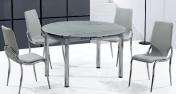 Стеклянный круглый раскладной стол B812 серый,...
