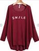 Rode Losse T-shirt met Smile Print