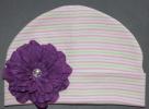 Трикотажная шапочка для девочки, розовая полоска