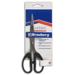 Ножницы BRAUBERG "CLASSIC" 175мм, чёрные, в карт. упак. с...