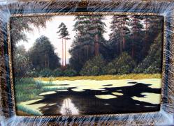 Пейзаж № 10137, "Лесное озеро". 40x60 х/м.