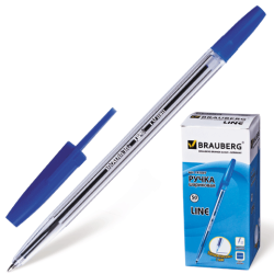 Ручка шариковая BRAUBERG "Line", корпус прозрачный,...