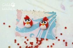 Серьги гвоздики "Angry Birds"