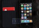 Черный кожаный бумажник  для Iphone 5