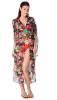 Chemicaluk `Tropical Flower` Maxi Beach Kaftan (Black / Multi- Colour)