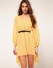 Rare Chiffon Split Sleeve Belted Dress