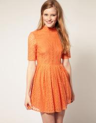 Lace Dress With High Neck