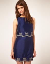 Shift Dress with Embellished Bow