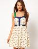 Printed Summer Dress With Colour Block Strap