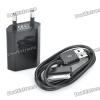 USB Power Adapter w/ USB Data / Charging Cable for iPhone 3GS / 4 - Black (AC 100~240V / EU Plug)