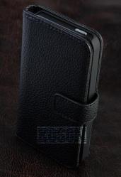 Черный кожаный бумажник  для Iphone 5