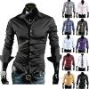 Stylish Solid Color Cotton Shirt Shellort Top Upper Garment with Long Sleeve for Men Male NMS-105671