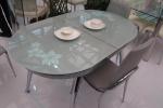 Стеклянный овальный стол B806 серый, кремовый, купить раскладной кухонный стеклянный стол B806