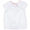 Блузка для девочки, однотонная с коротким рукавом, цвет белый .