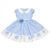 Платье для девочки, с коротким рукавом, принтованной оборкой, цвет голубой