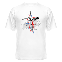 Футболка с надписью - россия (крупнейшие города)