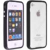 Black TPU Bumper Frame Trim Case Cover with Metal Buttons for iPhone 4 4G MSC-20140