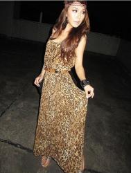 Плиссированное леопардовое платье