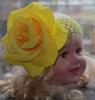 Повязка на голову с большим цветком роза, цвет желтый