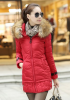 Новый 2014 теплый женщины зимняя куртка меховой капюшон сплошной цвет пальто мода долго тонкий ватный толщиной парка женщины WT4411