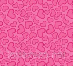 Ткань Оксфорд детский принт "Сердечки" фуксия, розовые
