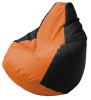 Кресло мешок "Груша Макси" черно-оранжевое